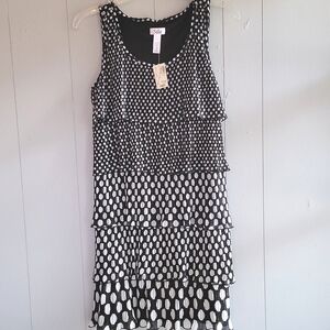 NWT Justice Black & White Polka Dot Sleeveless Shimmer Dress
